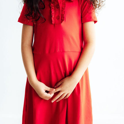 Red S/S Polo Dress