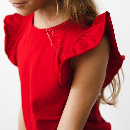 Red S/S Ruffle Tee
