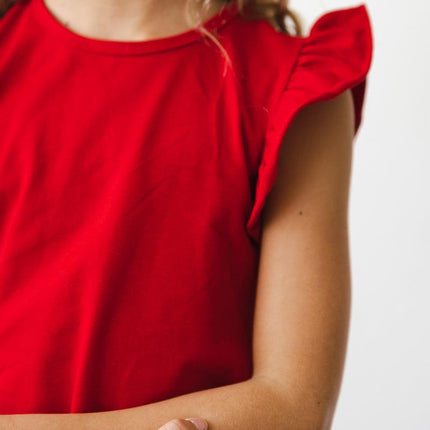Red S/S Ruffle Tee