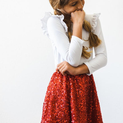 Red Sequin Twirl Skort