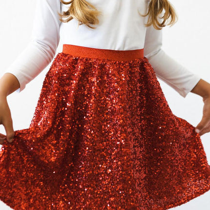 Red Sequin Twirl Skort