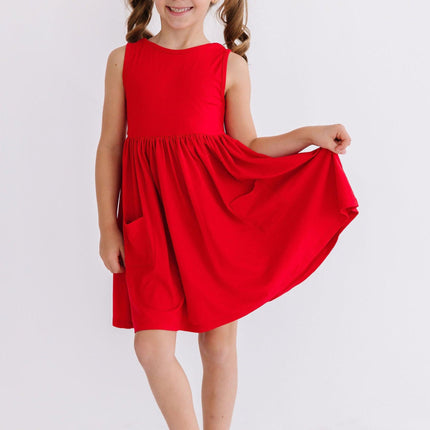 Red Tank Pocket Twirl Dress