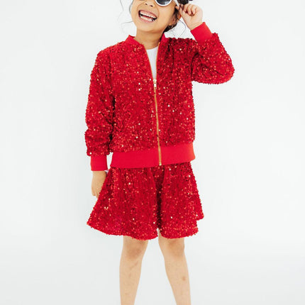 Red Velvet Sequin Twirl Skort