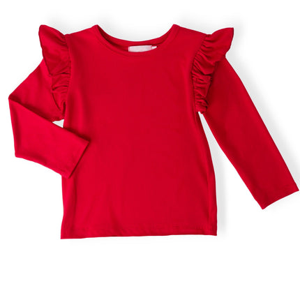 Red L/S Ruffle Tee