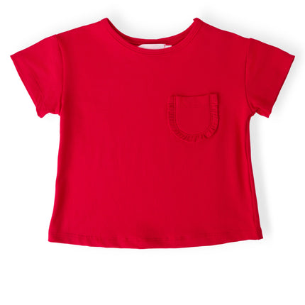 Red Ruffle Pocket Tee