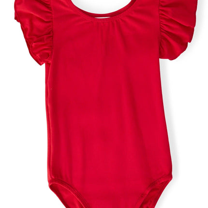 Red S/S Flutter Sleeve Leotard