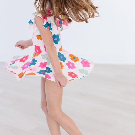 Retro Floral S/S Twirl Leotard