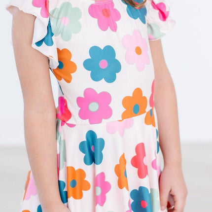 Retro Floral S/S Twirl Leotard