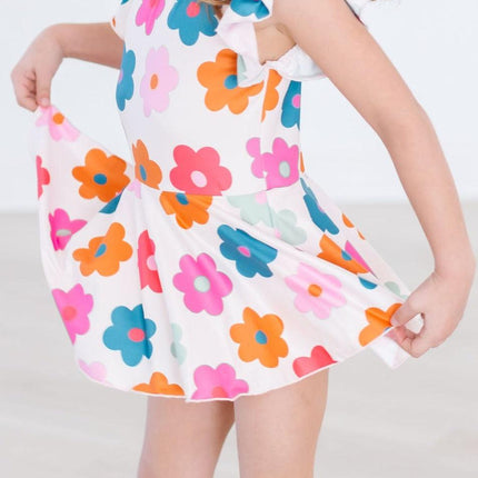 Retro Floral S/S Twirl Leotard