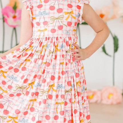 Retro Picnic Flutter Sleeve Twirl Dress