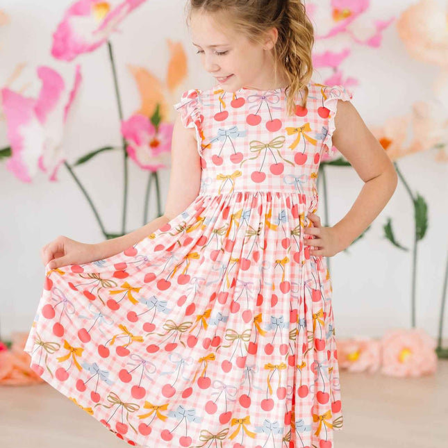 Retro Picnic Flutter Sleeve Twirl Dress
