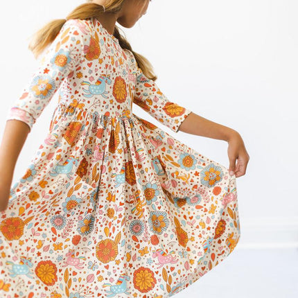 Retro Unicorns 3/4 Sleeve Pocket Twirl Dress