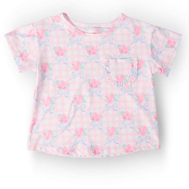 Ribbons & Roses Ruffle Pocket Tee - Dashing Nova