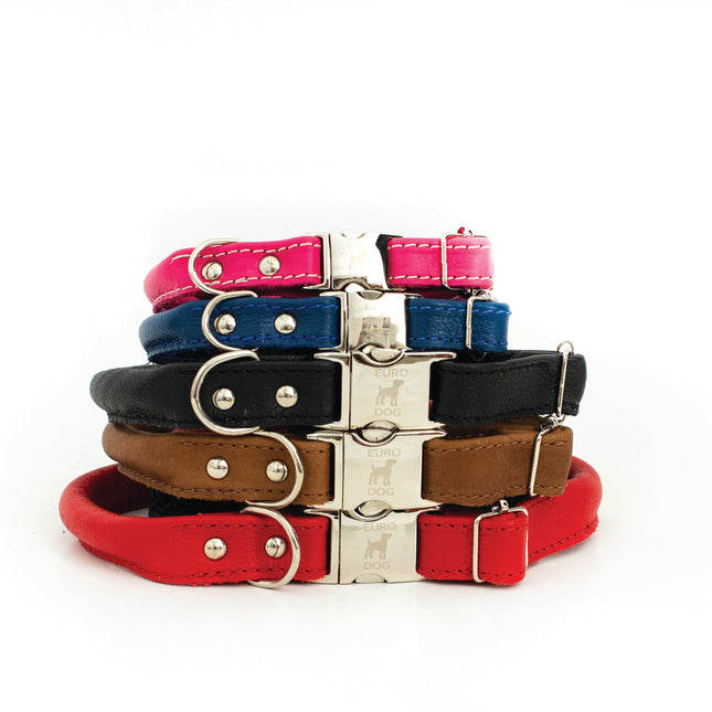 Rolled Leather Quick-Release Dog Collar