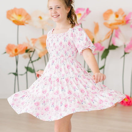 Rose Garden Smocked Ruffle Dress