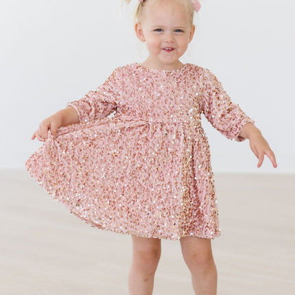 Rose Gold Velvet Sequin Dress