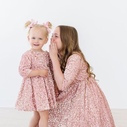 Rose Gold Velvet Sequin Dress