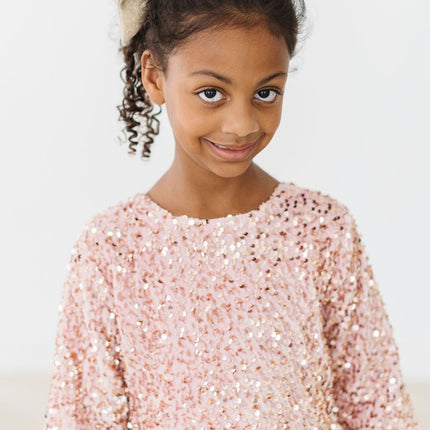 Rose Gold Velvet Sequin Dress
