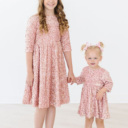 Rose Gold Velvet Sequin Dress