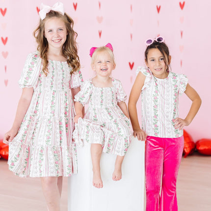 Rosebud Bows S/S Ruffle Tee