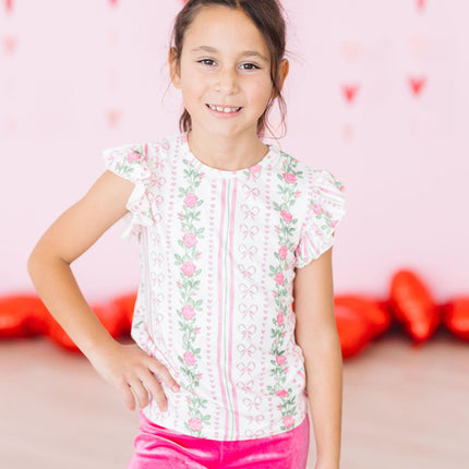 Rosebud Bows S/S Ruffle Tee