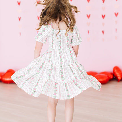 Rosebud Bows Smocked Ruffle Dress