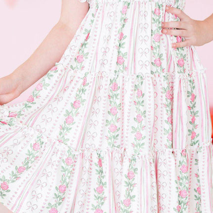 Rosebud Bows Smocked Ruffle Dress