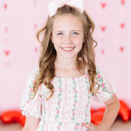 Rosebud Bows Smocked Ruffle Dress