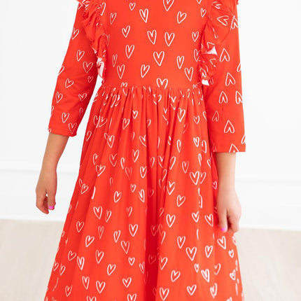 SALE Roses are Red Ruffle Twirl Dress