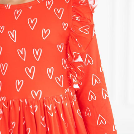 SALE Roses are Red Ruffle Twirl Dress