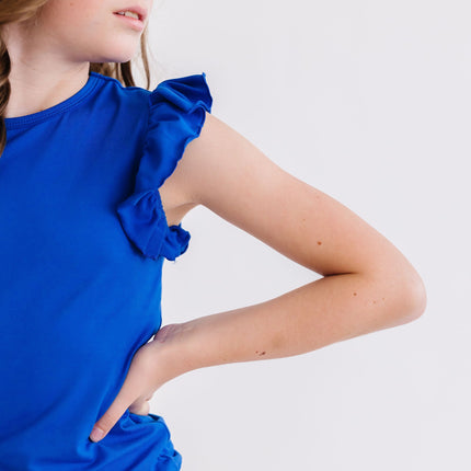 Royal Blue S/S Ruffle Tee