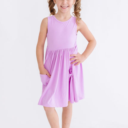 Bright Lilac Tank Pocket Twirl Dress