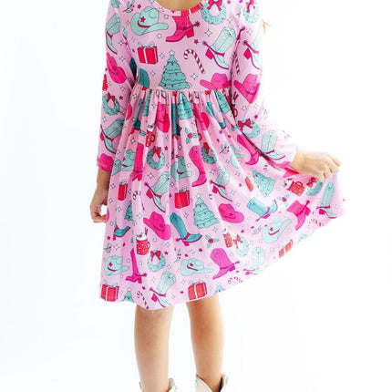 Christmas Cowgirl L/S Pocket Twirl Dress