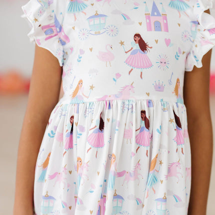 Fairy Princess Flutter Sleeve Twirl Dress