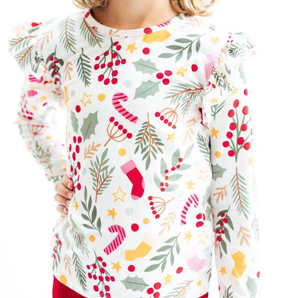 Holly Jolly Christmas L/S Ruffle Tee