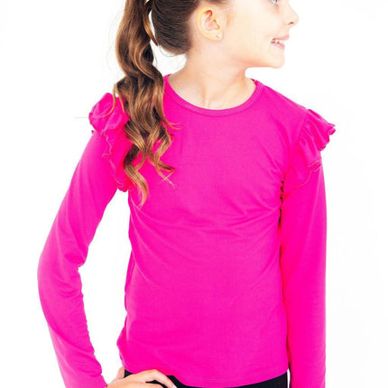 Hot Pink L/S Ruffle Tee