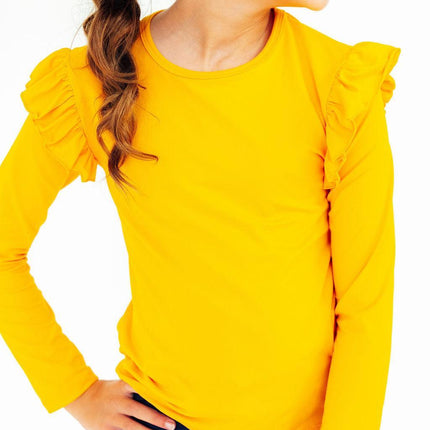 Mustard L/S Ruffle Tee