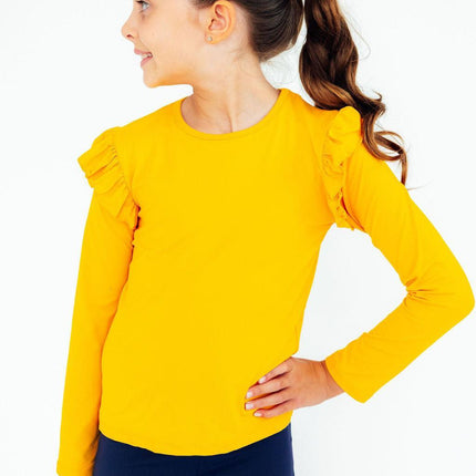 Mustard L/S Ruffle Tee