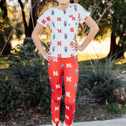 Nebraska White Herbie Husker Ruffle Pocket Tee