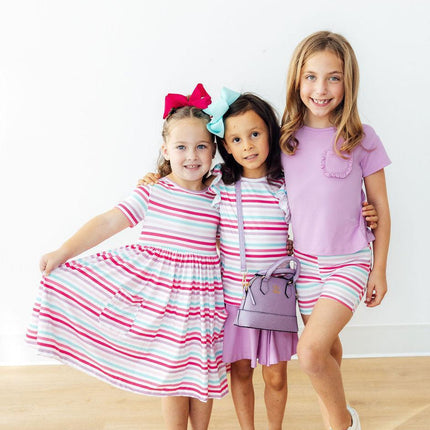 Pastel Stripes S/S Pocket Twirl Dress