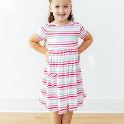 Pastel Stripes S/S Pocket Twirl Dress