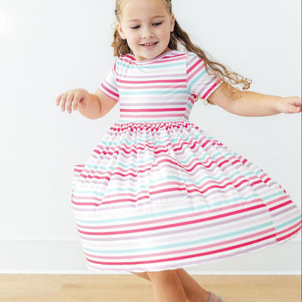 Pastel Stripes S/S Pocket Twirl Dress