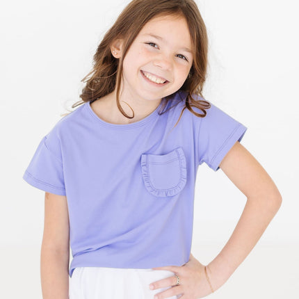 Periwinkle Ruffle Pocket Tee