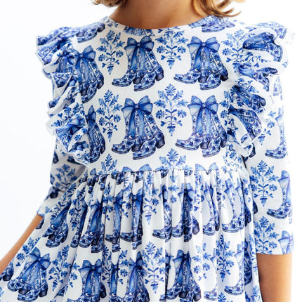 Southern Belle 3/4 Sleeve Ruffle Twirl Dress