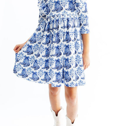 Southern Belle 3/4 Sleeve Ruffle Twirl Dress