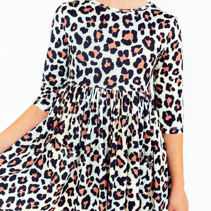 Wild One 3/4 Sleeve Pocket Twirl Dress