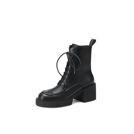 Women's Genuine Leather Platform High Heel Boots