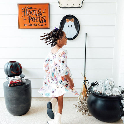 SALE Monster Mash 3/4 Sleeve Pocket Twirl Dress