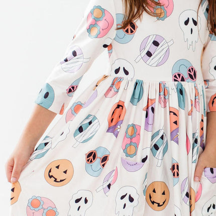 SALE Monster Mash 3/4 Sleeve Pocket Twirl Dress