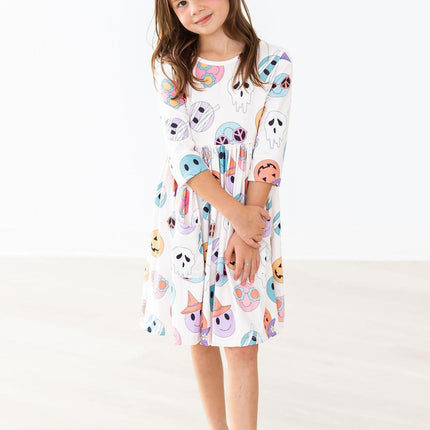 SALE Monster Mash 3/4 Sleeve Pocket Twirl Dress